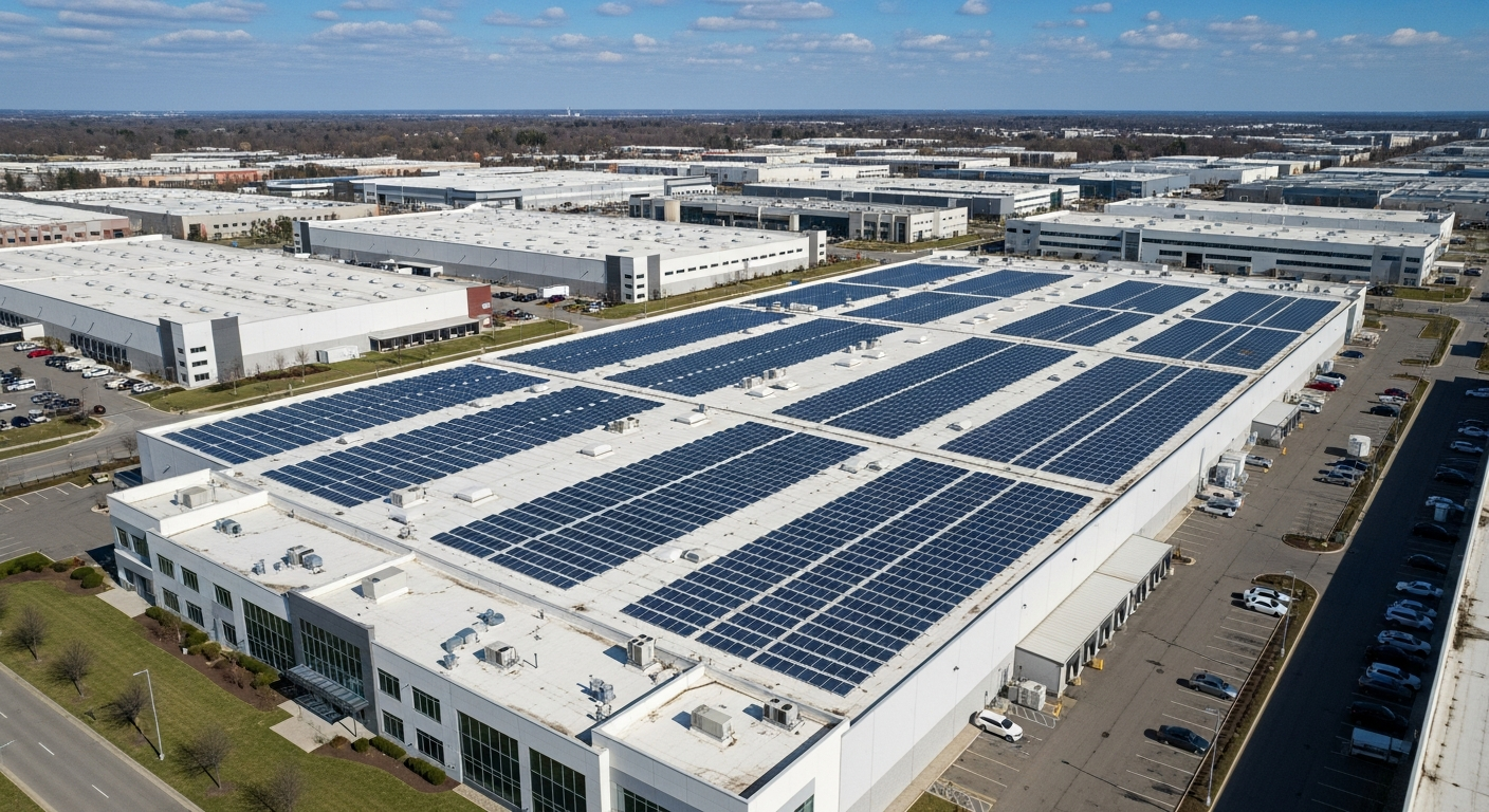 Commercial solar installation on Australian warehouse rooftop